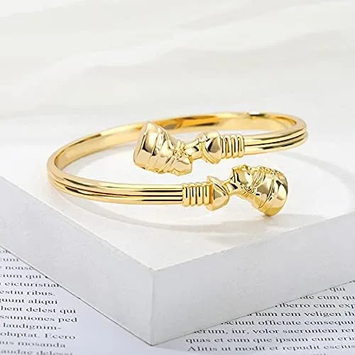 Miniatura 9 de EGO VINA Pulseras de nefertiti de la reina egipcia de la joyería africana para las mujeres, pulsera ajustable vintage de acero inoxidable, regalos