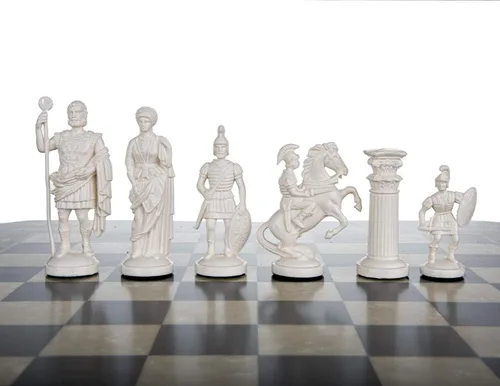 Miniatura 3 de Juego de ajedrez romano – Tablero de ajedrez de vinilo Negro/Blanco Tamaño 17,3" + Piezas de Ajedrez Romano 3,75" Negro/Blanco
