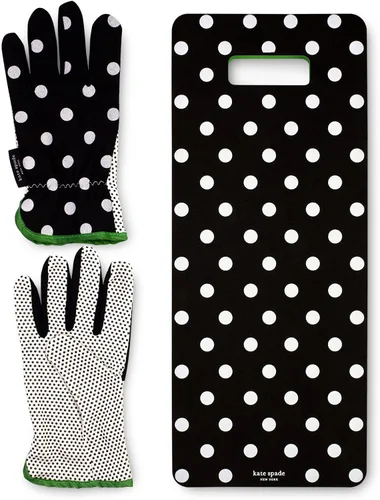 Kate Spade New York Guantes de jardín y de jardinería para mujer, bonito juego de herramientas de jardín con almohadilla gruesa para rodillas y