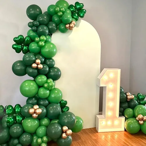 Miniatura 7 de Kit de arco de guirnalda de globos verdes, 114 globos de látex verde oscuro con diferentes tamaños para cumpleaños, graduación, Navidad, día de San