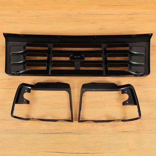 Miniatura 9 de HECASA Parrilla delantera y moldura de faro compatible con Ford Bronco F-150 F-250 HD F-350 1992-1997 Reemplazo para FO1200172 FO2512131 FO2513135