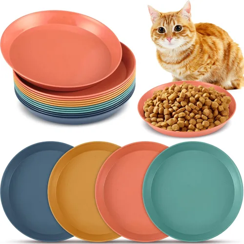 Gerrii Tazón redondo de 12 piezas para aliviar la fatiga de la barba, plato de comida para gatos poco profundo de 6 pulgadas, cuencos de Vintage