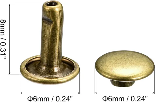 Miniatura 2 de uxcell 100 juegos de remaches de cuero, remaches de doble tapa de 0.236 x 0.315 pulgadas, remaches de metal para reparación de cuero, manualidades