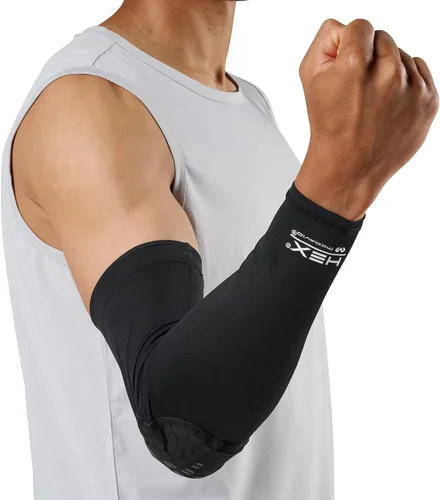 Miniatura 9 de McDavid HEX Shooter Arm Sleeve Single Padded Compression Sleeve Basketball Football Sports Protection Blanco