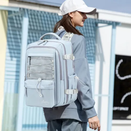Miniatura 2 de AO ALI VICTORY Mochila de viaje para mujeres y hombres, mochilas para laptop con puerto USB, mochila de equipaje de mano, mochilas grandes para Azul