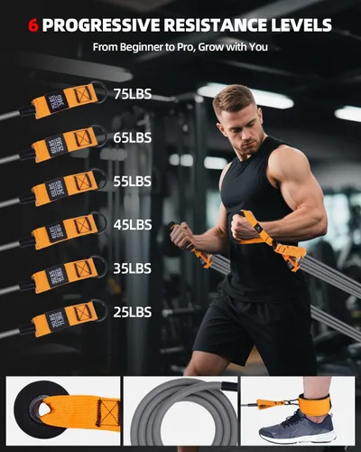 Miniatura 3 de Abahub Juego de bandas de entrenamiento de brazos, bandas de resistencia con asas y correas de tobillo para mujer y hombre, juego para entrenamiento