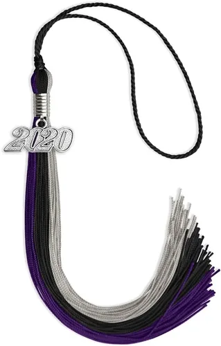 Miniatura 20 de Endea Graduation Borla de triple color con gota de fecha plateada (negro/dorado/granate, 2020)