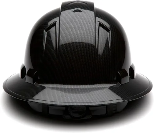 Miniatura 4 de Pyramex Ridgeline - Casco duro de ala completa con trinquete de 4 puntos, patrón de grafito negro brillante