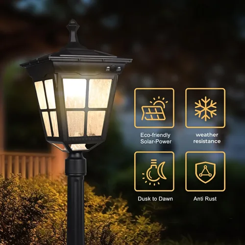Miniatura 3 de ST4311AC - Lámpara de poste solar brillante para exteriores del atardecer al amanecer, funciona con energía solar para patio, jardín, terraza