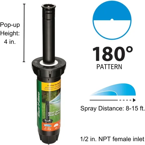 Miniatura 2 de Rain Bird 1802AP4PK - Aspersor profesional emergente, patrón ajustable de 0 a 360°, distancia de pulverización de 8 a 15 pies, altura emergente de 2