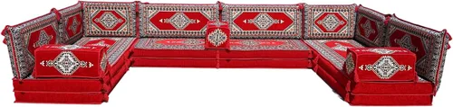 Miniatura 44 de arabicsofa Cojines de piso árabe en forma de U – Sofá tradicional Majlis con sofá otomano