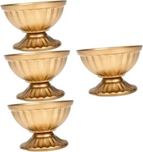 DECHOUS 4 unids decoración de maceta dorada grande vintage maceta floral arreglo contenedor para plantas florero adorno