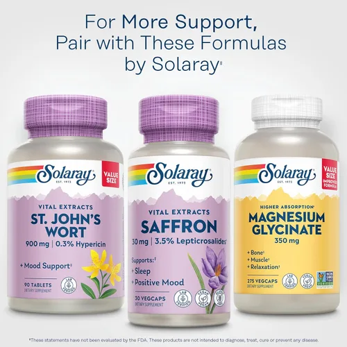 Miniatura 6 de SOLARAY Extracto de azafrán – Apoyo positivo para el sueño y el estado de ánimo – Suplementos de azafrán veganos y sin gluten – Verificado por