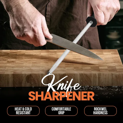 Miniatura 4 de Utopia Kitchen Cuchillo de acero afilado de 10 pulgadas que afila varilla de afilado de acero - negro