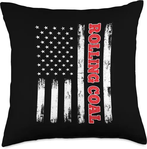 Miniatura 4 de Living The Trucker Life Apparel Boys Girls Kids Patriotic American Flag Diesel Power Rolling Coal - Almohada de 16 x 16 pulgadas, multicolor