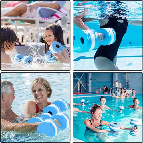 Miniatura 6 de Mancuernas de agua para ejercicio aeróbico de agua, mancuernas de espuma de resistencia para piscina, mancuernas acuáticas de EVA, barra de yoga