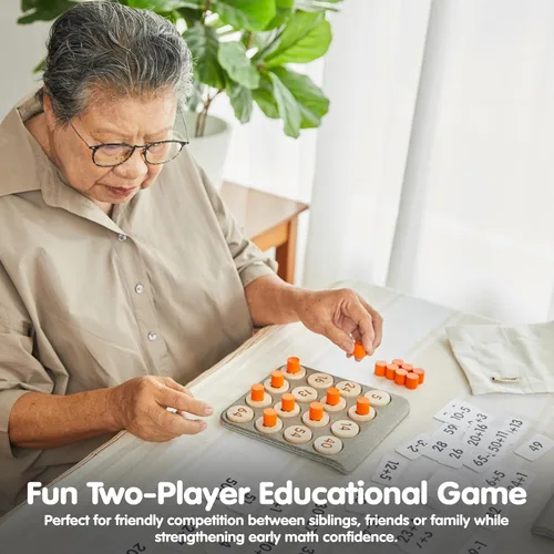 Miniatura 7 de PlanToys Juego de bingo de matemáticas de madera para juego de números inspirado en Montessori Matemáticas tempranas, conteo y actividad