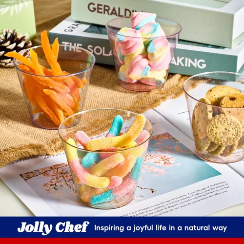 Miniatura 3 de JOLLY CHEF Paquete de 100 vasos de plástico de 9 onzas, vasos desechables para fiesta en varios colores, vasos de plástico con 4 colores adecuados
