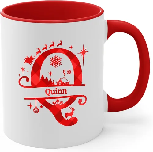 Miniatura 5 de Taza de café con inicial de decoración navideña con nombre, taza personalizada para mujeres y hombres, regalos con monograma, tazas de café