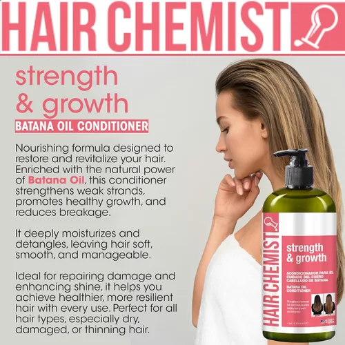 Miniatura 4 de Hair Chemist Strength & Growth Batana Oil Conditioner 33.8 oz. - Acondicionador fortalecedor e hidratante con aceite de batana para el crecimiento