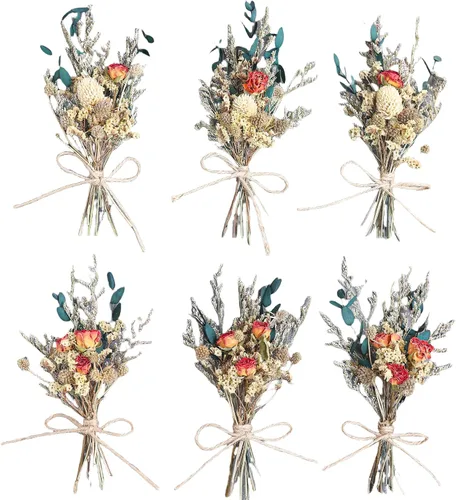 Miniatura 11 de Juego de 6 mini ramos de flores secas, mini ramo rosa, decoración de platos de fiesta, caja de propuesta de dama de honor y niña de las flores