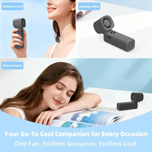Miniatura 6 de Ventilador de mano personal, ventilador turbo portátil 3 en 1 de alta velocidad con viento de 5 engranajes, USB mini personal con batería recargable