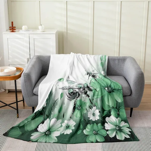 Erosebridal Manta de abeja de 40 x 50 pulgadas, manta de sherpa cálida con estampado de animales 3D para sofá de cama, manta de microfibra suave y