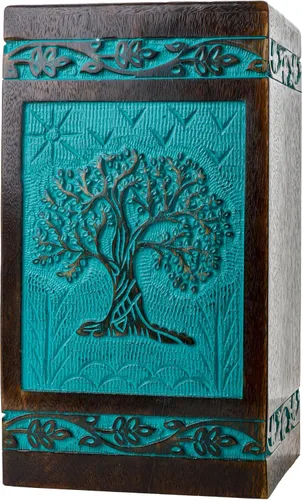 Miniatura 17 de Urna de cremación de madera tallada a mano para cenizas humanas, diseño de árbol de la vida, capacidad de 250 libras, adecuada para hombres y Árbol