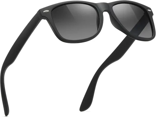 Miniatura 59 de FEIDUSUN Lentes de sol polarizados para hombre y mujer, lentes de sol retro negros para conducir, pescar, protección UV