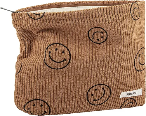 Miniatura 27 de Bolsa de maquillaje para mujeres, bolsa de cosméticos de pana con diseño estético, bolsa de mano para damas, estuche para lápices para niñas, lindo