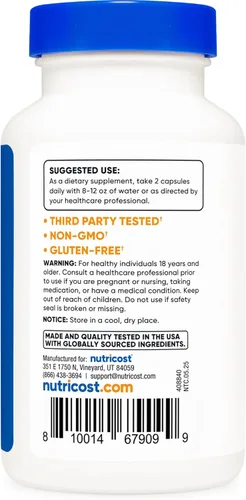 Miniatura 4 de Nutricost - Sulfato de Agmatina 1000 mg, 120 cápsulas - Sin gluten, sin OMG, 500 mg por cápsula