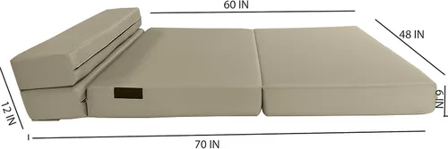 Miniatura 4 de D&D Futon Furniture Colchón plegable portátil, camas de invitados de estudio, colchones de caravana, espuma de alta densidad (bronceado, 6 x 48 x 80)
