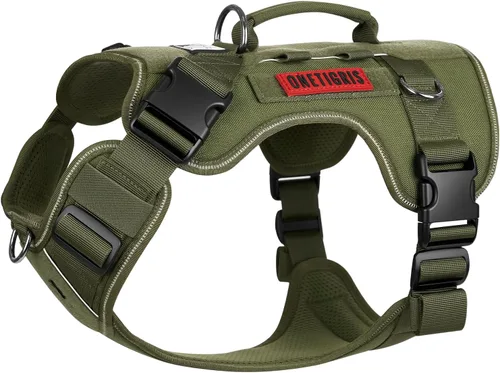 Miniatura 10 de OneTigris Arnés táctico sin tirones para perros pequeños, chaleco reflectante K9 de fácil control con paneles de gancho y bucle, arnés ajustable