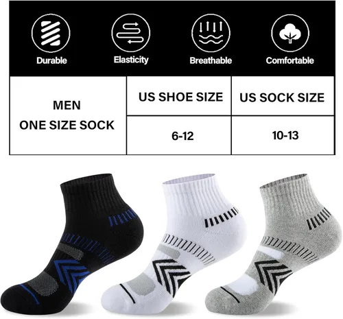 Miniatura 2 de COOPLUS Calcetines tobilleros acolchados para hombre, calcetines de algodón de rendimiento atlético