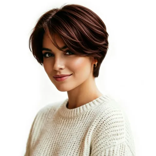 Miniatura 25 de Peluca de cabello humano con corte Pixie para mujeres negras, 100% cabello humano real, peluca corta y recta sin pegamento con flequillo, hecha a