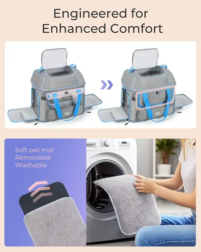 Miniatura 4 de Transportador expandible para perros y gatos: transportador de mascotas de lados suaves aprobado por aerolíneas, grande, pequeño, mediano, plegable