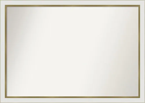 Miniatura 155 de Amanti Art Espejo de baño blanco para sobre el fregadero, 30 x 35 pulgadas, espejo de tocador rectangular estrecho de Eva de oro blanco, marco