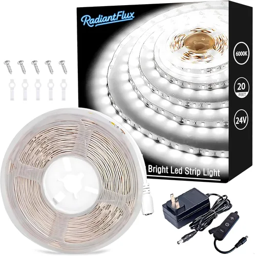 Miniatura 16 de RadiantFlux Tira de Luz Púrpura, Tira de Luz LED Púrpura Flexible de 30 Pies con Kit, 540 Perlas de Lámpara, Luz LED de 24V, No Impermeable