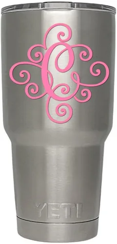 Miniatura 36 de Monogram - Calcomanía troquelada/vinilo adhesivo. Haga clic para opciones de color/letra. Disponible en cuatro colores y todas las letras de la A