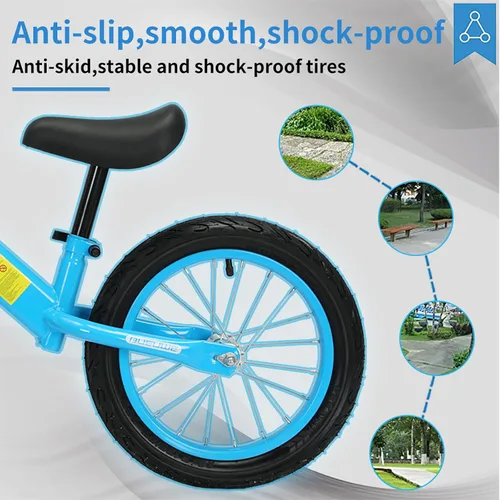 Miniatura 9 de Bicicleta de equilibrio de 16 pulgadas para niños de 4, 5, 6, 7, 8 años, bicicletas sin pedales, bicicleta de entrenamiento con asiento ajustable