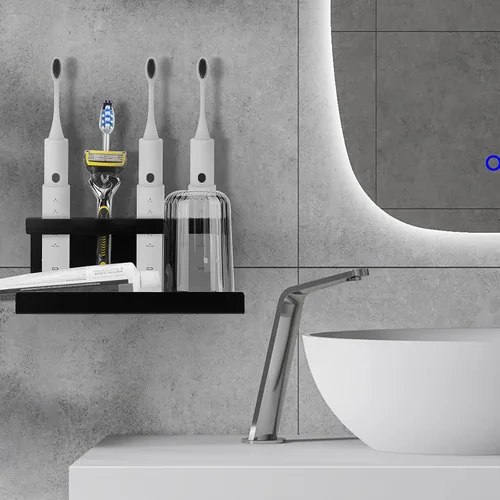Miniatura 6 de Adorila Soporte eléctrico para encimera de cepillo de dientes con piedra de diatomita, organizador de lavabo de baño o estante montado en la pared