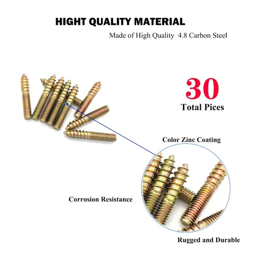 Miniatura 3 de Paquete de 30 pernos de percha M4 x 25 de 25mm (0.98") con cabeza doble de 4mm (0.16") para muebles