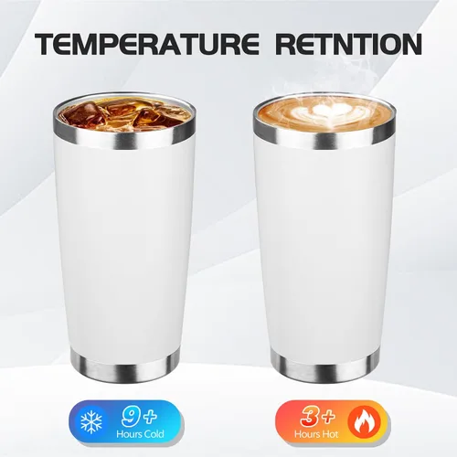 Miniatura 13 de StarSpeed Vaso de 20oz a granel con tapa, acero inoxidable de doble pared aislada al vacío, taza de café con recubrimiento de polvo para bebidas
