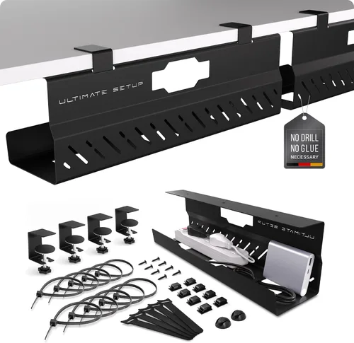 Miniatura 10 de Bandeja de organización de cables para debajo del escritorio, sin taladro, organización de cables, organizador de cables, gran capacidad de carga
