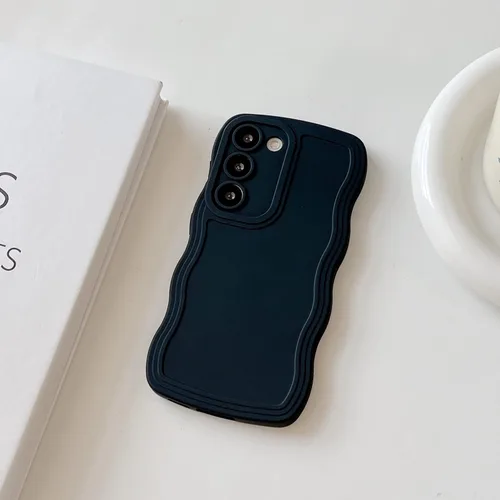 Miniatura 6 de UEEBAI Funda de silicona con marco de ola para Samsung Galaxy S22 5G, funda de teléfono con marco de ola linda, ajuste delgado, amortiguador de Negro