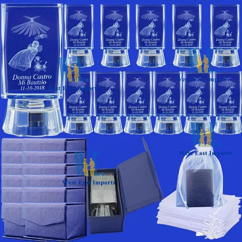 Miniatura 2 de Bautizo 3D Bautizo Mi Bautizo 12 piezas de personalización de cristal para niña y niño (2.5 pulgadas de alto)