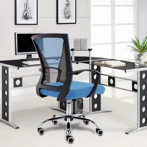 Miniatura 2 de Modern Home Zuna Silla de oficina con respaldo medio, respaldo ergonómico de malla de apoyo silla de escritorio (negro/azul)