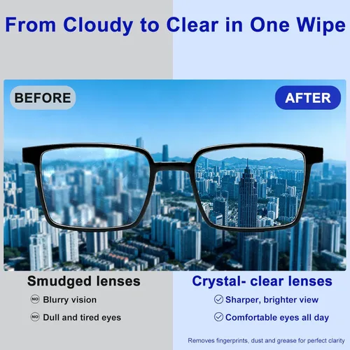Miniatura 6 de ARCHXX 400 toallitas para lentes para lentes, + 1 bolsa con clip, limpiador de lentes de microfibra, envueltas individualmente prehumedecidas