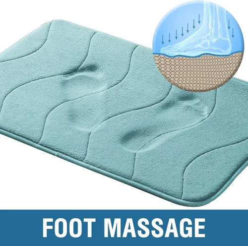 Miniatura 2 de Flamingo P Alfombra de Baño de Espuma Viscoelástica Tapetes de Baño Alfombra Antideslizante Absorbente de Agua para Ducha, 24x17 pulgadas, Verde Aqua
