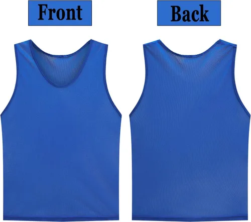 Miniatura 2 de Paquete de 12 chalecos Scrimmage, camisetas de entrenamiento de equipo/pinnies deportivos/camisetas de práctica/baberos de fútbol con bolsa de Azul